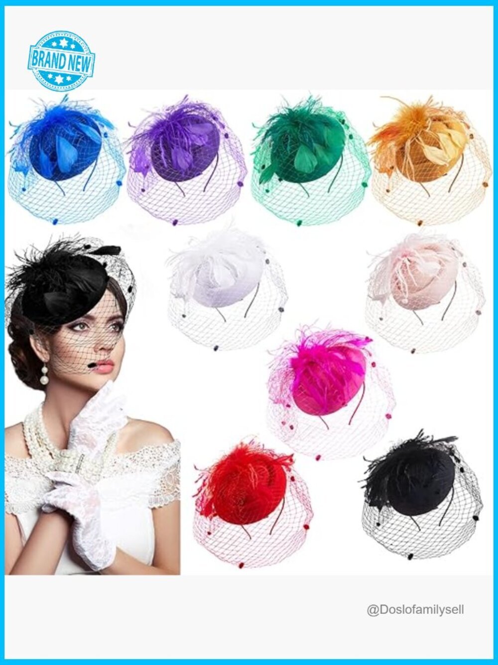 Set of 9 Fascinator Hats Tea Party Pillbox Derby Headwear Cocktail Headband